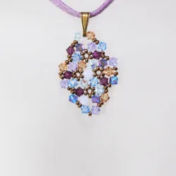 Pendant 30cm - Shea Rhombus S-Mauve Suedine - Pendant 30cm - Laiton bronze